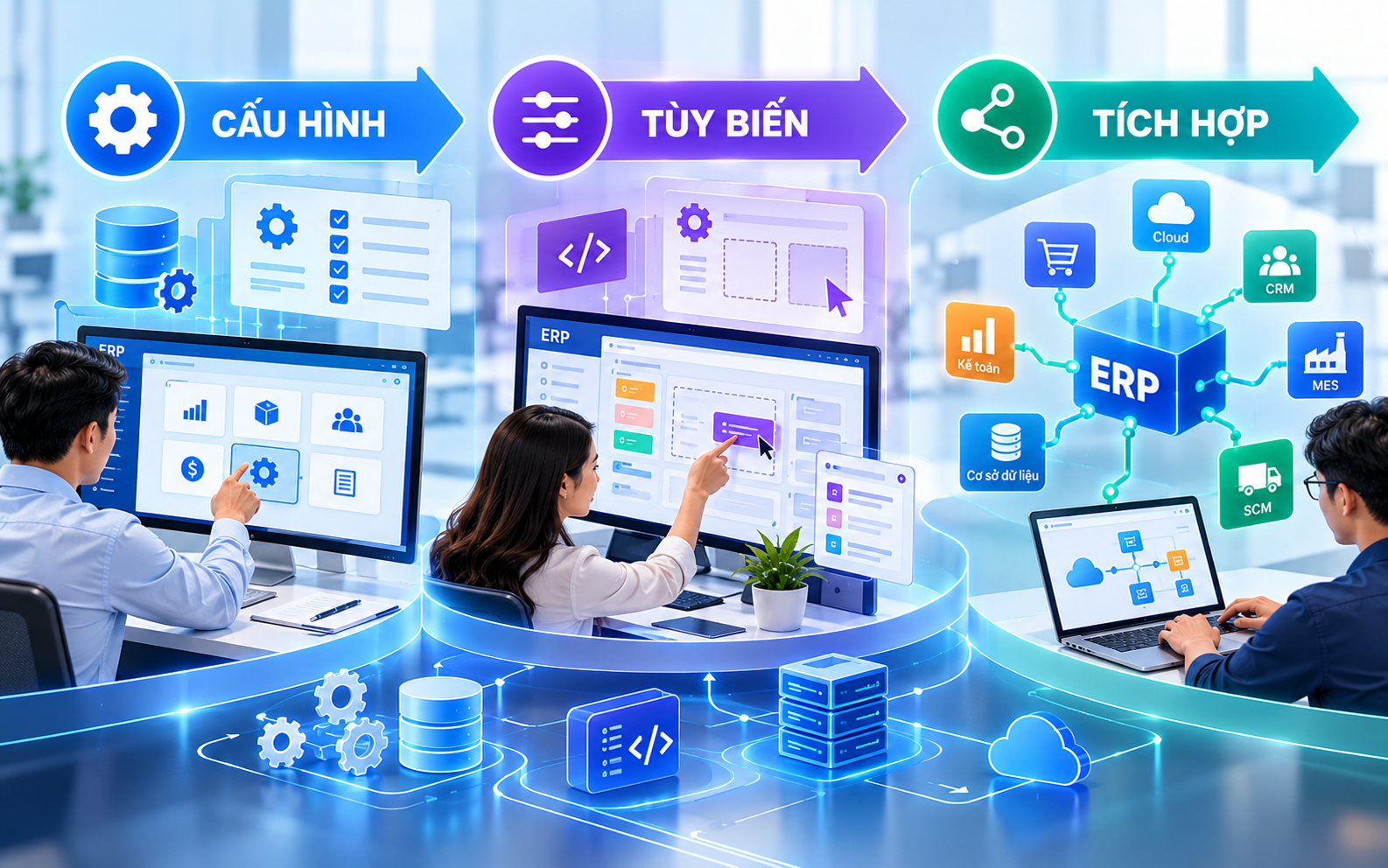 Cấu hình và tùy biến phần mềm cũng là một trong các bước quan trọng của quy trình triển khai ERP