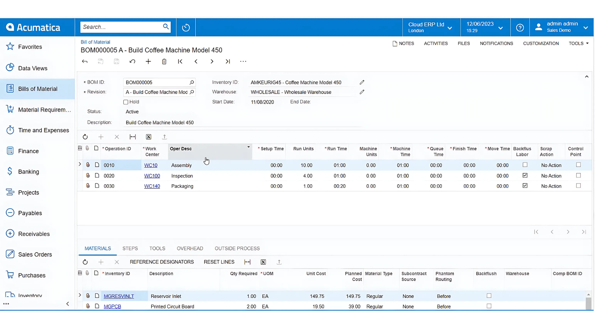 BOM and Routing Acumatica