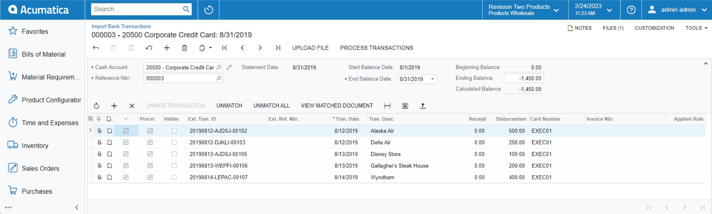 Acumatica tự động hóa các giao dịch sao lưu dữ liệu ngân hàng
